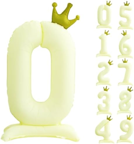 42 inch white number 0 standing balloon with base