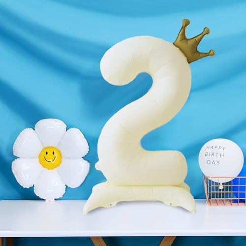 42 inch white number 0 standing balloon with base