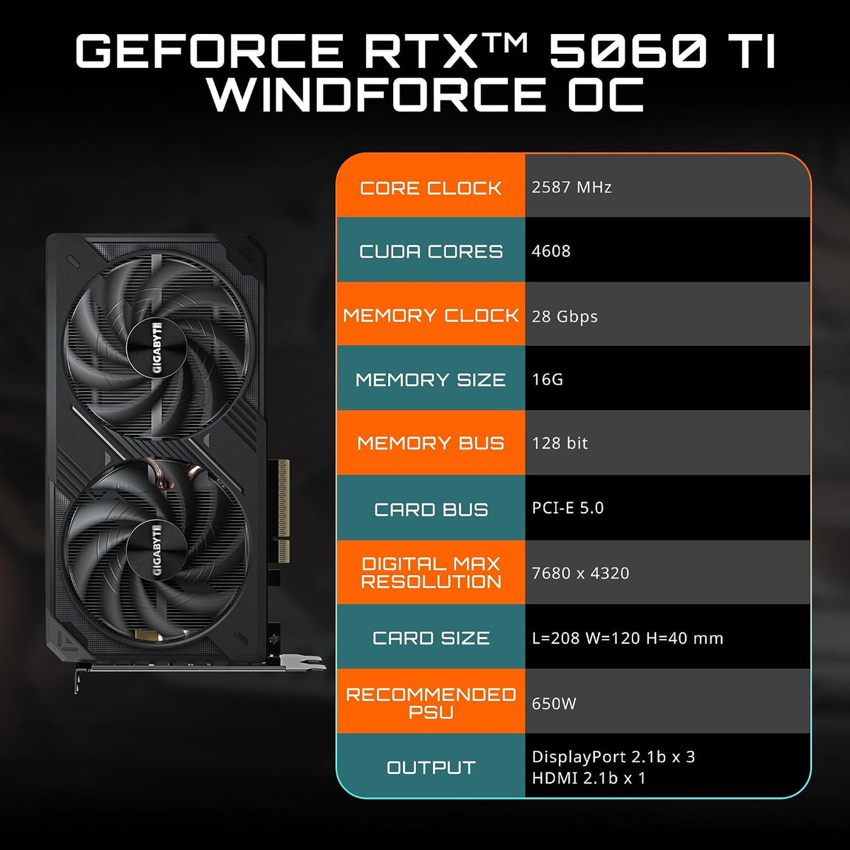 GIGABYTE GeForce RTX 5060 Ti WINDFORCE OC 16GB GDDR7 - image 2
