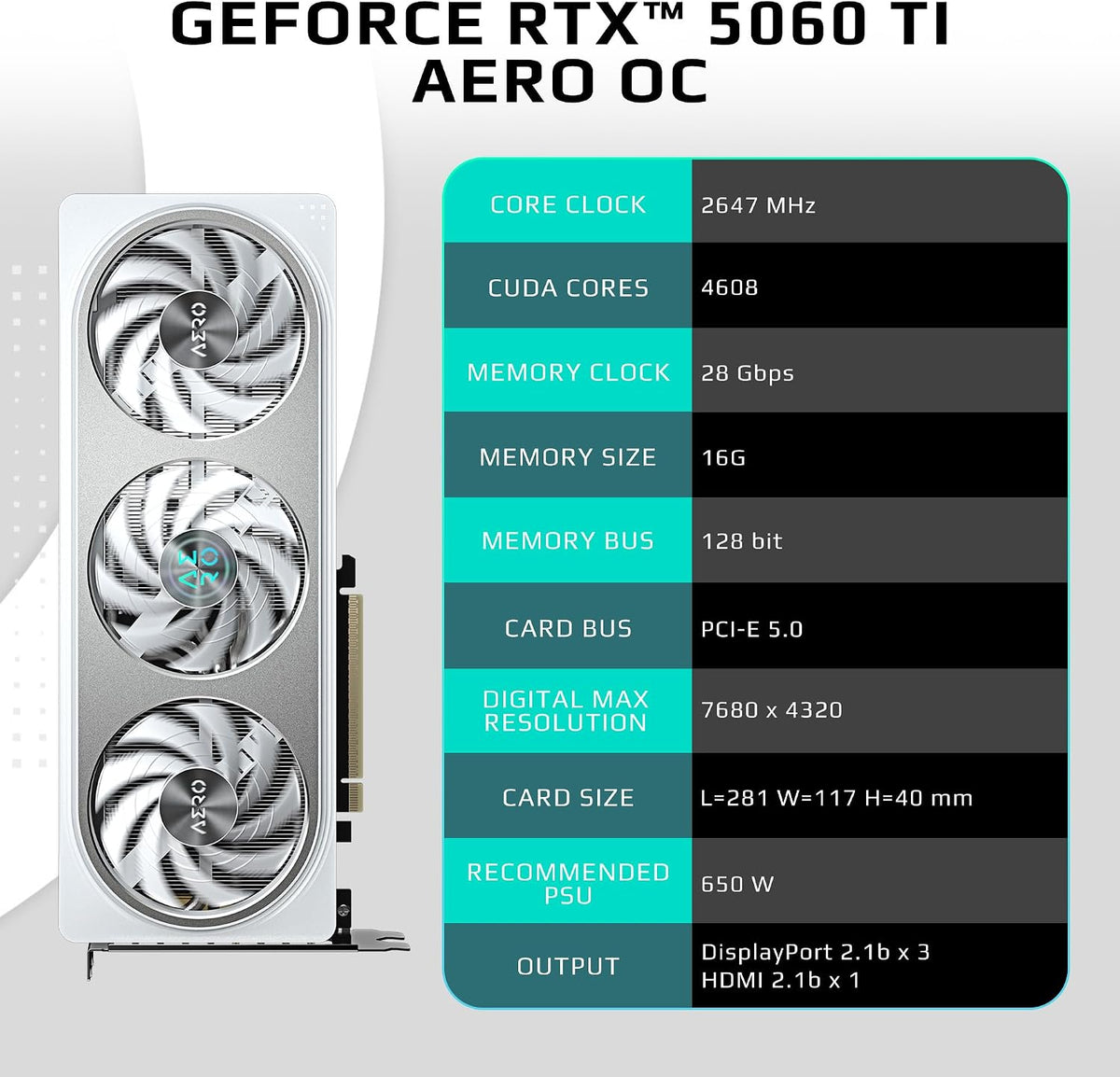 GIGABYTE GeForce RTX 5060 Ti AERO OC 16GB GDDR7 - image 2